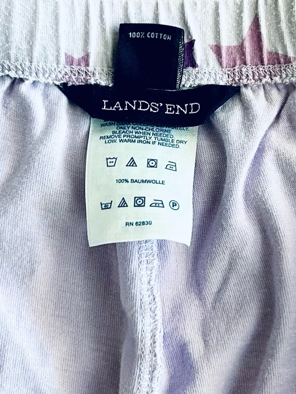 Lands' End Purple Lavender Blue Stars Elastic Waistband 100% Cotton Skort L 14 - Picture 6 of 8